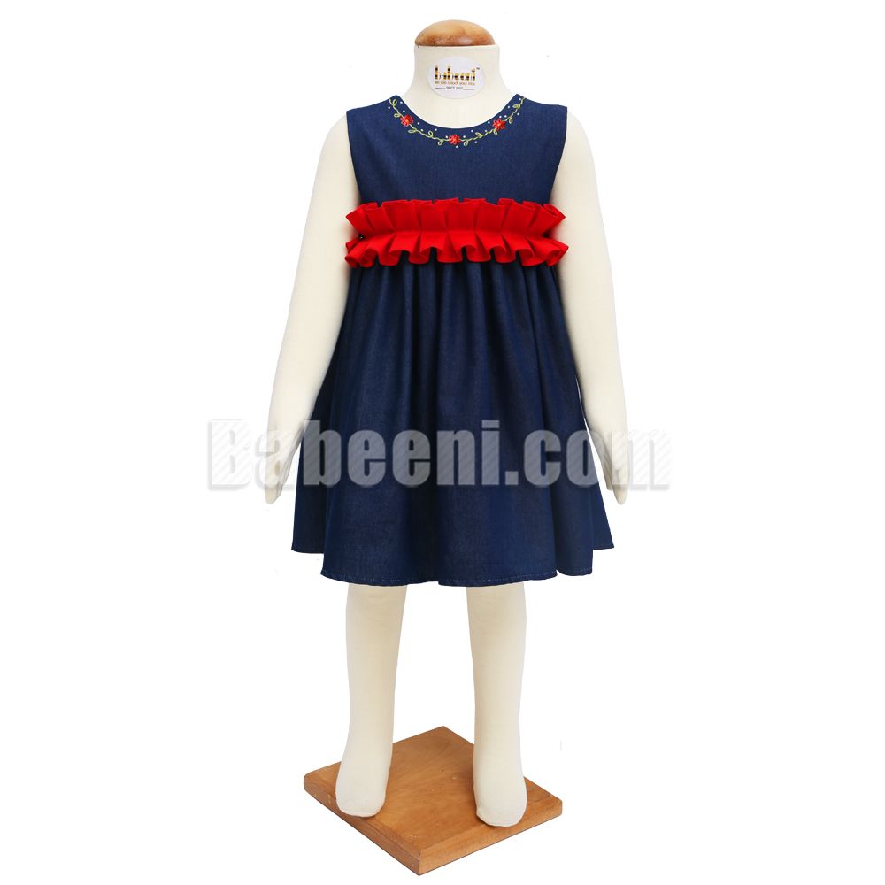 Girl ruffles denim dress- DR 2843